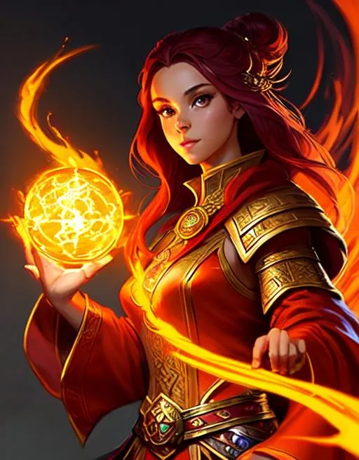 Prompt: Hyperdetailed masterpiece concept art of a D&D Sorcerer casting fireball
 hyperdetailed concept art by Ross Tran, high quality DnD illustration, trending on ArtStation, detailed face,