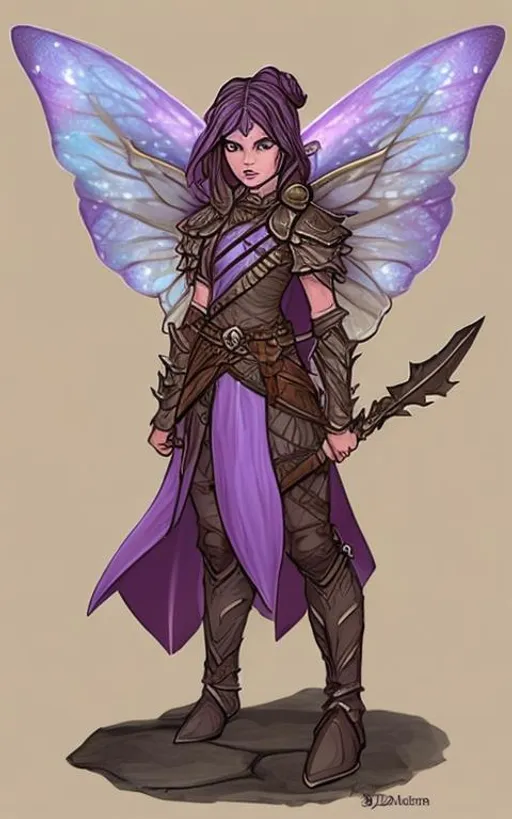 Prompt: D&D character art, fairy warrior 