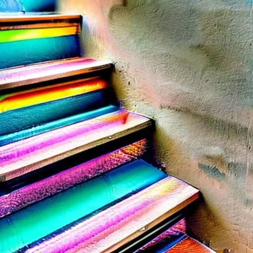 Prompt: rainbow filled staircase to the heavens