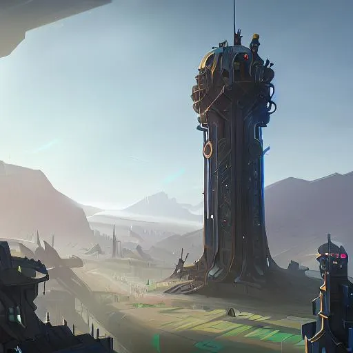 Prompt: concept art of a futuristic tower