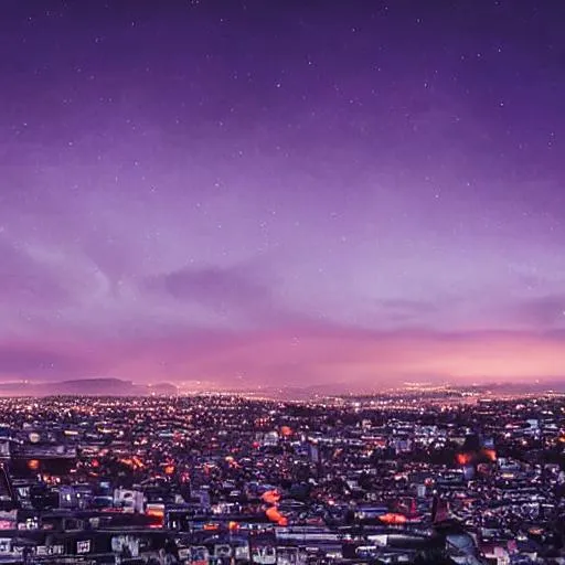 Prompt: purple city sky
