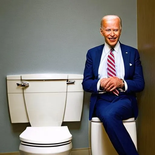 joe biden sitting on a urinal, Stable Diffusion