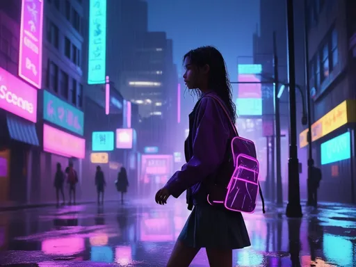 Prompt: Scene 1 – Opening Hook (0:00 – 0:15)
Description:
Night city skyline, neon reflections on wet streets
Shadow of a stylish teenage girl walking, carrying a laptop bag
Rain lightly falling, subtle fog
Neon signs in purple, pink, and blue
Mysterious, cinematic, dramatic lighting
Scene 2 – Backstory / School Life (0:15 – 1:00)
Description:
School hallway, fluorescent lights, students walking and whispering
Girl walking confidently, stylish outfit (faceless, minimal features)
Some classmates glancing at her, a few gossiping
Subtle glint on laptop bag or wristwatch hinting at secret side
Soft glow highlights her figure
Scene 3 – Breakup Flashback (Optional Short Flash, 1:00 – 1:15)
Description:
Close-up of phone screen with breakup message: “I’m done”
Girl sitting quietly, shadowed, city skyline visible through window
Rain streaking window for dramatic effect
Mood: sad, reflective, determined
Scene 3 – Breakup Flashback (Optional Short Flash, 1:00 – 1:15)
Description:
Close-up of phone screen with breakup message: “I’m done”
Girl sitting quietly, shadowed, city skyline visible through window
Rain streaking window for dramatic effect
Mood: sad, reflective, determined
Scene 3 – Breakup Flashback (Optional Short Flash, 1:00 – 1:15)
Description:
Close-up of phone screen with breakup message: “I’m done”
Girl sitting quietly, shadowed, city skyline visible through window
Rain streaking window for dramatic effect
Mood: sad, reflective, determined
Scene 4 – Conflict / Hacker Mode (1:15 – 2:30)
Description:
Bedroom lit with neon purple and blue light
Laptop open, code scrolling on screen, holographic-style text floating
Girl typing rapidly, glowing faintly from laptop light
Shadows cast on walls, dramatic perspective
Rival hacker’s silhouette reflected on another monitor (optional)
Scene 5 – Glow-Up / Empowerment Montage (2:30 – 4:30)
Description:
Fast montage style: typing on keyboard, glowing holograms, files unlocking
Outfit transitions from casual to glam stylish (faceless but fashionable)
Neon lights reflecting off surfaces, glowing effects
Close-ups of confident posture, subtle smile, glowing laptop
Optional: digital glitch effects to show hacking in progress
Scene 6 – Climax / School Hallway (4:30 – 5:30)
Description:
School hallway, students noticing her as she walks confidently
Friends looking impressed, rivals shocked
Neon glow subtly highlighting her silhouette
Slow-motion effect: steps in confidence, reflections on floor
Mood: cinematic, empowered, dramatic
Scene 7 – Resolution / Rooftop (5:30 – 6:00)
Description:
Rooftop overlooking neon-lit city skyline at night
Girl standing faceless, laptop closed in hand
Subtle glow around her, breeze blowing hair slightly
Neon reflections on rooftop surfaces
Mood: calm, victorious, empowered, cinematic


