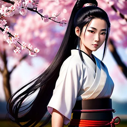 Prompt: Young Samurai with long black hair and ponytail, wearing samurai armor, standing in a Japanese temple, cherry blossom petals falling, illuminated lanterns, glowing sunrise, tranquil lighting, ethereal lighting, delicate shadows, ((beautiful detailed eyes, symmetrical eyes), dramatic lighting, (photorealism:1.5), (photorealistic:1.4), (8k, RAW photo, masterpiece), High detail RAW color photo, a professional photo, realistic, (highest quality), (best shadow), (best illustration), ultra high resolution, highly detailed CG unified 8K wallpapers, physics-based rendering, photo, realistic, realism, high contrast, hyperrealism, photography, f1.6 lens, rich colors, hyper-realistic lifelike texture, cinestill 800)