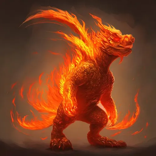 Prompt: fire monster, digital art 