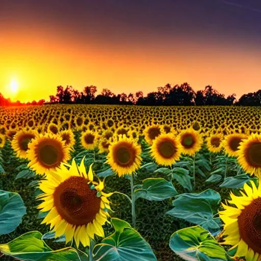 Capture the beauty of a sunflower field during golde... | OpenArt