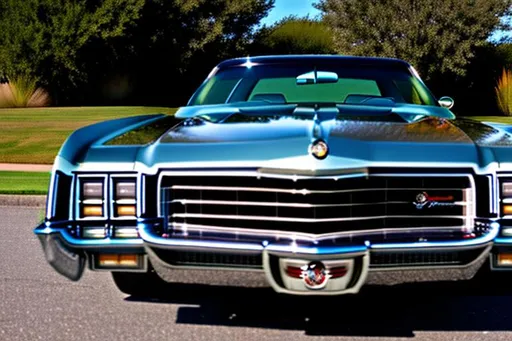 Prompt: photo of a buick riviera, front of entire car, 28 mm, daylight