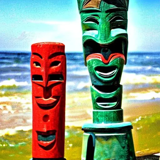 Prompt: tiki totem in front of an ocean in the style of impressionism in portrait format
use of thirds rule