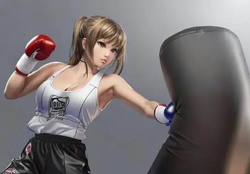 Prompt: Best quality, girl, (punching bag:1.2), master piece, punchingbag, punching punching bag