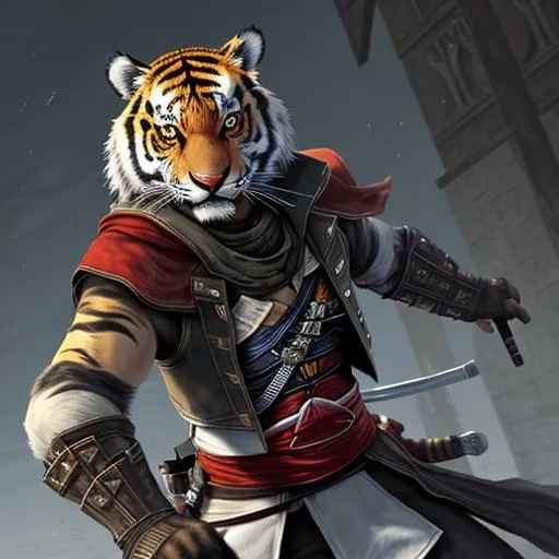 Prompt: Furry Tiger As A Assassin From Assassin's Creed 