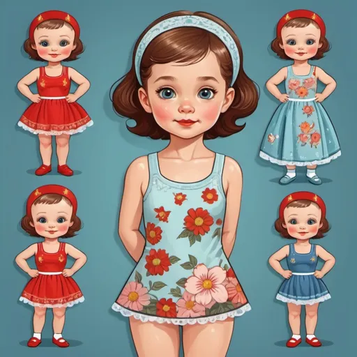 Prompt:  Soviet style, cartoon style, magnetic dress up for children, girl in underwear, clothes,