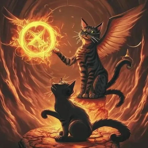 Prompt: a cat summoning a demon to take over the human world
