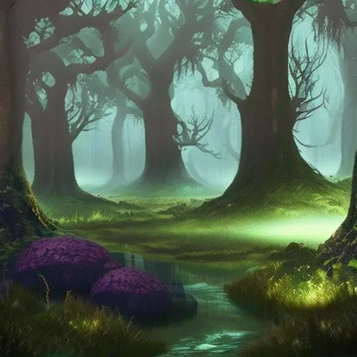 Prompt: dark Fantasy magic forest