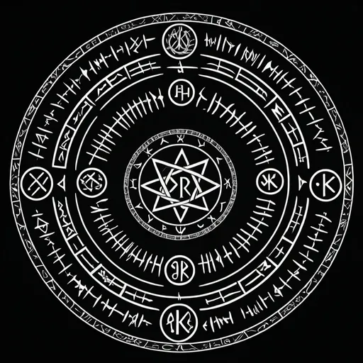 Prompt: A magic runic spell circle for a healing spell, black background