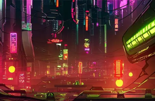 Prompt: a futuristic cyberpunk city with neon lights and lanterns, soft glow, intricate, cybernetic, trending on artstation, colorful, warm colors, wide shot
