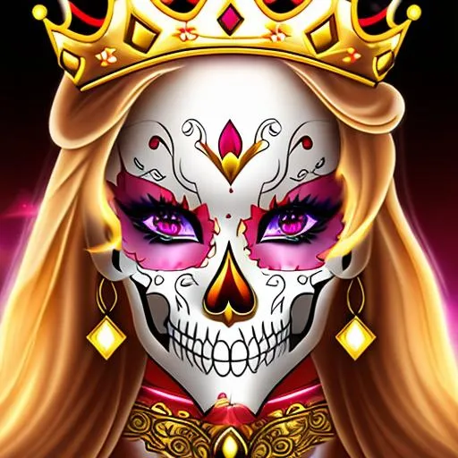 Prompt: Flaming skull wearing a crown anime style