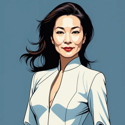 Prompt: "beautiful Michelle Yeoh
 full body view in the style of patrick nagel