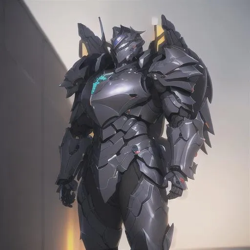 Prompt: 1male, subsurface scattering, black armor, paladin with mech armor, high detail, octane render, 8 k