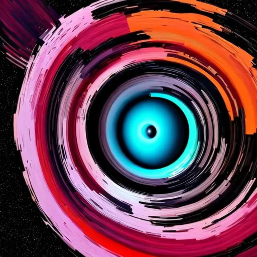 Prompt: Random drop of colors and black hole 
