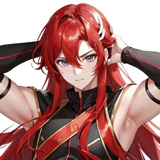 Prompt: Zerif 1male (Red side-swept hair covering his right eye) 8K, UHD, best quality, as a female