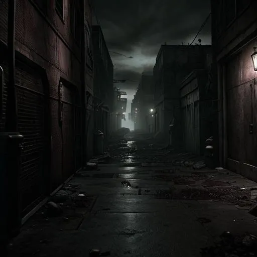 Prompt: Resident Evil 3: Nemesis Raccoon City Back Alley