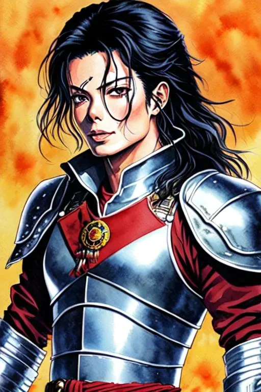 Prompt: (((Hiromu Arakawa))), sticker of ultra detailed portrait of Michael Jackson in Nakagami armour, full body, high quality cell shaded illustration in post apocalyptic style by Hiromu Arakawa, ((full body)), dynamic pose, perfect anatomy, centered, freedom, soul, Black long hair, approach to perfection, cell shading, 4k , cinematic dramatic atmosphere, watercolor painting, global illumination, detailed and intricate environment, artstation, concept art, fluid and sharp focus, volumetric lighting, cinematic lighting, Art by Hiromu Arakawa,
