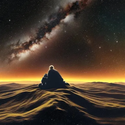 Prompt: Alone at the edge of the universe humming a song