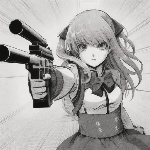 Premium Photo | Anime girl with a gun and a gun in her hand generative ai
