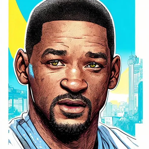 Prompt:  image of Mike Lowry played by Will Smith  
 illustrated in color by  Jim Lee