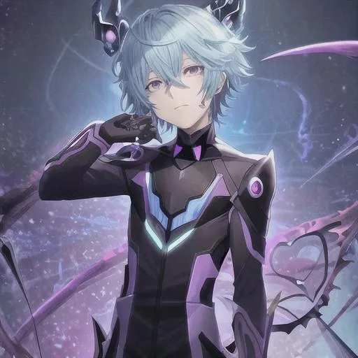 Prompt: biochemical anime boy made out of dark matter HD demon 