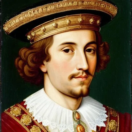Prompt: portrait of a 16th-century Italian light-haired king