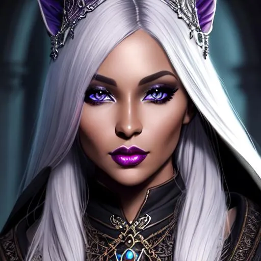 Prompt: Woman, pathfinder, drow, dark elf, witch, stunning, gorgeous, fit, queen, fantasy, UHD, 8k, high quality, ultra quality, perfect composition, trending art, trending on artstation, sharp focus, studio photo, intricate details, cinematic lighting, special effects, hyper realism, hyper realistic, Very detailed, high detailed face, high detailed eyes, full body