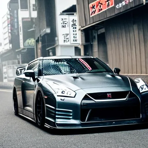 Prompt: Nissan gtr drifting in Tokyo
