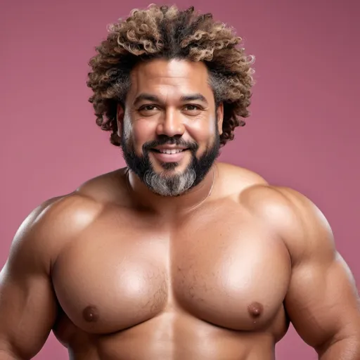 Prompt: very in-depth detail selfie long shot with a very handsome, middle-aged Afro-Latino hairy chubby man with short sandy brown curly ethnic hair, light eyes, thick pink lips, "hyperreal detailed face", calm smile, attractive pink lips, moobs, slightly pudgy, whole body in shot, detailed facial features, detailed locs, hyperreal, perfect composition, hyperrealistic, super detailed, 8k, high quality, sharp focus, studio photo, photography, natural light, intricate details, highly detailed, hyperrealistic, soaked, real texture, full body portrait of "insolent" hypermasculine man ,with thick "hairy muscular thighs", wearing "tight shirt", manspreading, huge package, arena, perfect composition, hyperrealistic, super detailed, 8k, high quality, social media travel post, sharp focus, studio photo, intricate details, highly detailed,