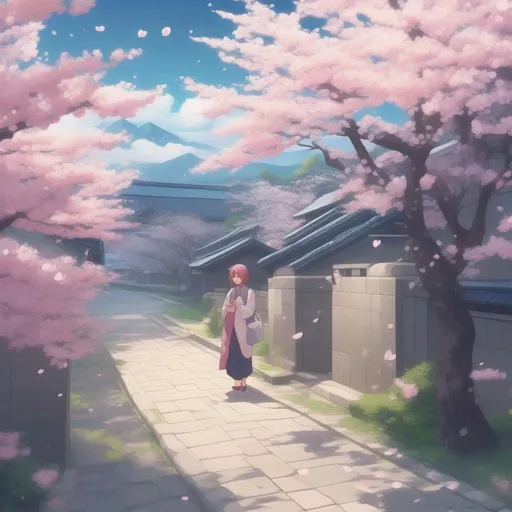 Prompt: The air is still chilly, but cherry blossoms are beginning to bloom, whispering secrets to the wind, masterpiece, best quality, in isometric anime style
