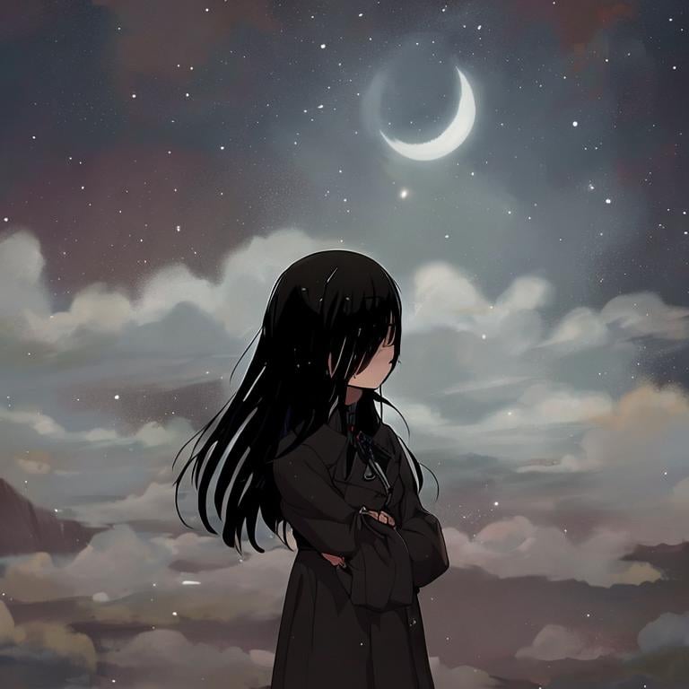 Premium Photo | A sad anime character with a black hoodie.