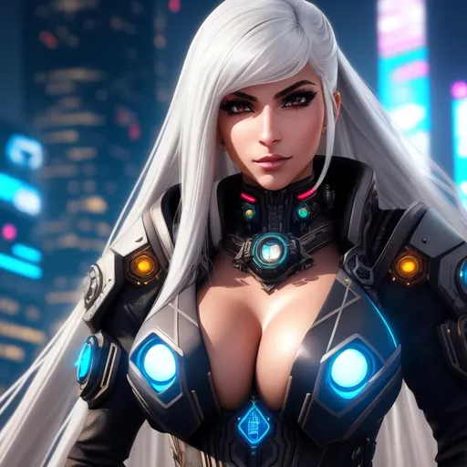 Prompt: female cleavage, cyberpunk, intricate detail, Detailed face, asymmetrical eyes, cleavage, photo realistic, hyperrealism, artstation, HD, 4K, dynamic lighting, long white hair, Cyberpunk art, futuristic skyline, model: Mia Khalifa,
a flying feminine in a steampunk and dark fantasy theme, ((sexy tan woman)) who has ((energetic gray eyes)), ((succubus queen with gray hair)) with ((horns and black crown)), ((black angel wings)), serious facial expression