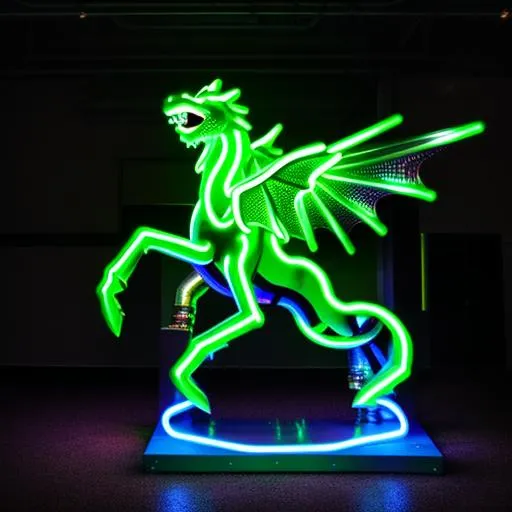 Prompt: Full body for a four-legged quadrupedal dragon statue, with bright neon highlights, very glossy and shiny, reflective, perfect composition, hyperrealistic, super detailed, 8k, high quality, trending art, trending on artstation, sharp focus, studio photo, intricate details, highly detailed, Trending on Artstation, Cozy wallpaper, Pastel colors, soft lighting