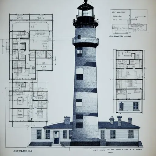 Prompt: architectural blueprints of a lighthouse