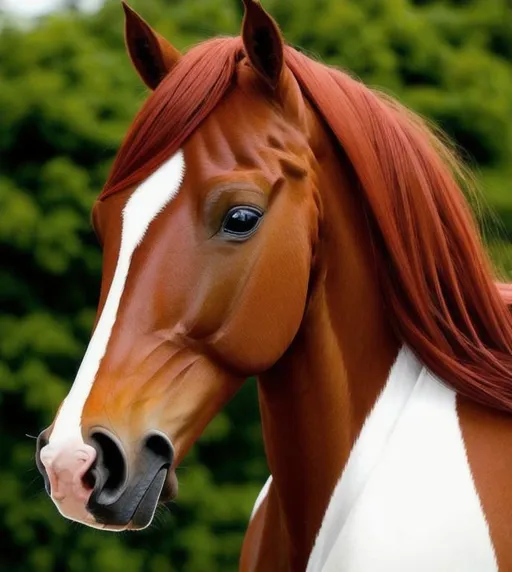 Prompt: a beautiful stuning chestnut horse, good proportion, perfect symetrical