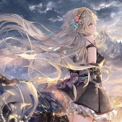 Prompt: 1 girl, long shot vast scenic of pastel mix ultra realistic, standing on mountain, looking from below and behind, (masterpiece, best quality), (petite young body, half luxury pattern leather armor with garnet ornament), flying pastel mix fluffy blonde hair, finely detailed, heavy rain, dark sky, storm, thunder sky, lightning strike, vortex thunder cloud on the sky, windy, rain pour all over, we hair, wet clothes, watery, professional, highly contrast, studio lighting, extreme detailed, realistic, poster, hyper realistic, ultra realistic, UHD, HDR, 64K, inspired by wlop, inspired by kentaro miura, UHD render, HDR render, 3D render, concept art, CG winning award, digital painting
