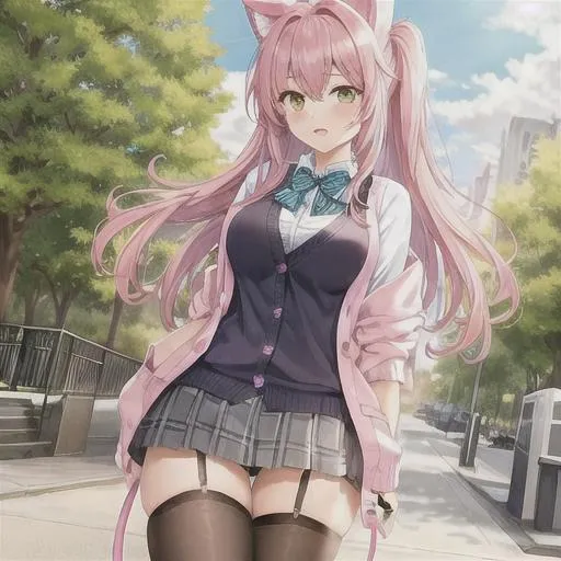 cat girl with pink hair - Playground