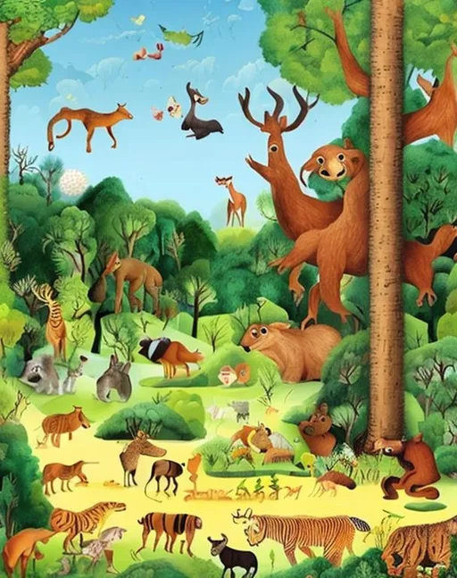 Prompt: Forest with animals