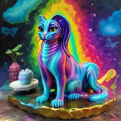 Prompt: Lisa frank style of sphinx cat diorama 