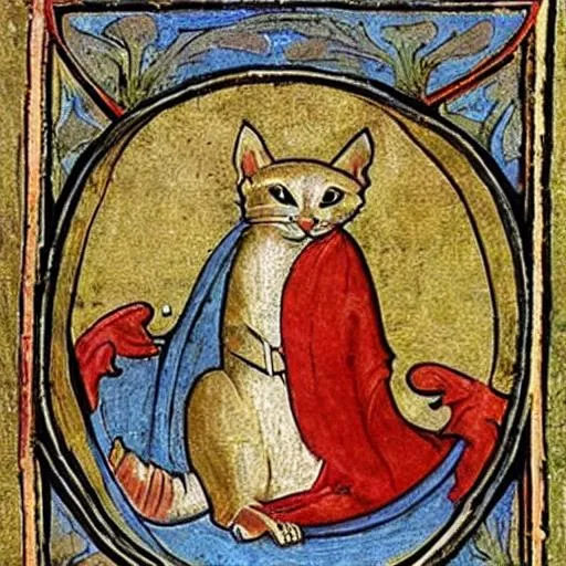 Prompt: Medieval art of cat