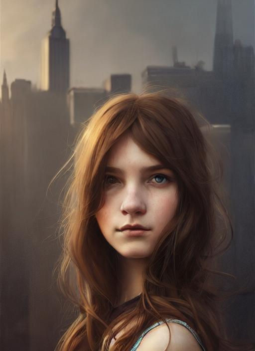 Portrait Of {beautiful Young Girl} With {brown} Hair Openart