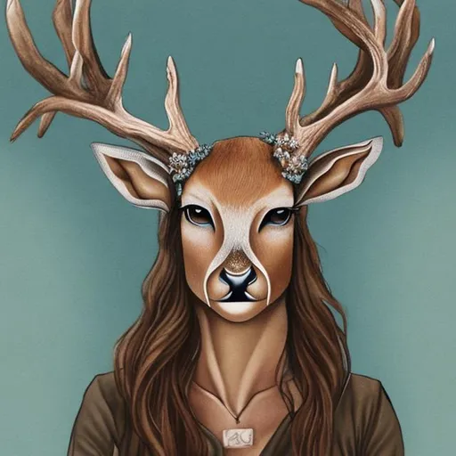 Prompt: Deer headed woman