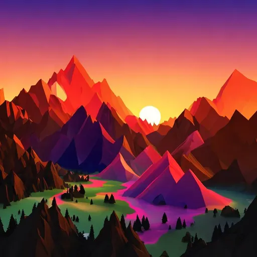 Prompt: Add mountains and make cartoonish 
