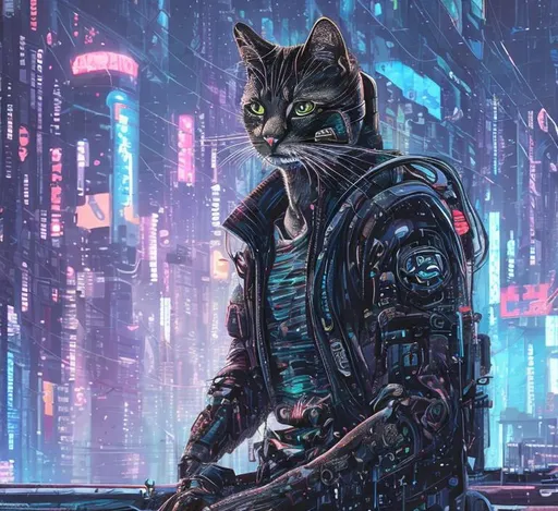 Prompt: Cyberpunk cat



