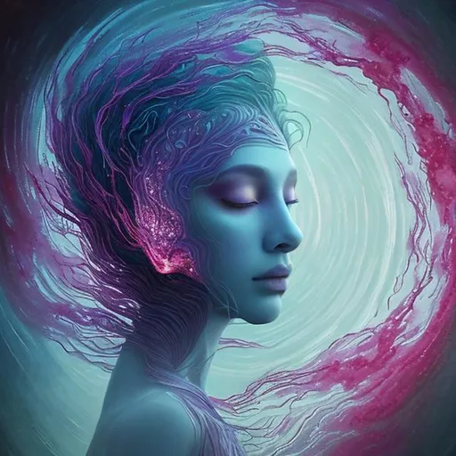 Prompt: In the enigmatic realm, an enigmatic figure emerges, adorned in shifting hues that mimic the ever-changing tapestry of human emotions. Its ethereal form flickers with shades of cerulean blue, reflecting tranquility, while streaks of passionate crimson ignite its silhouette. Subtle gradients of lavender and rose embrace its delicate contours, evoking a sense of tender vulnerability. Eyes, shimmering with hues of emerald green and golden amber, hold a timeless wisdom and captivating warmth. With each graceful movement, a cascade of vibrant colors dances around, as if the very essence of existence pulses through its veins. This enigmatic presence embodies the kaleidoscope of human experience, inviting us to explore the depths of our own emotions and embrace the beauty found within our colorful tapestry of existence.